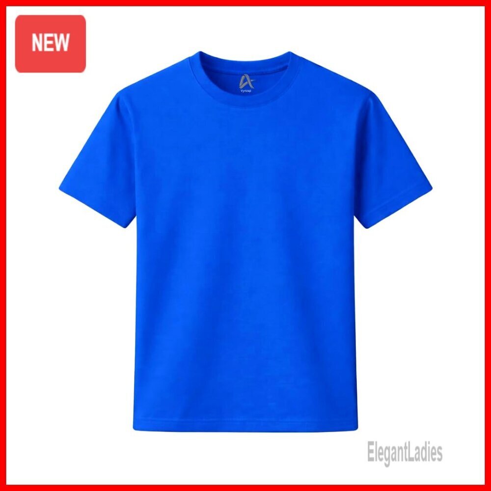 Premium Cotton Crew Neck Tee, Soft Regular Fit Short Sleeve Top